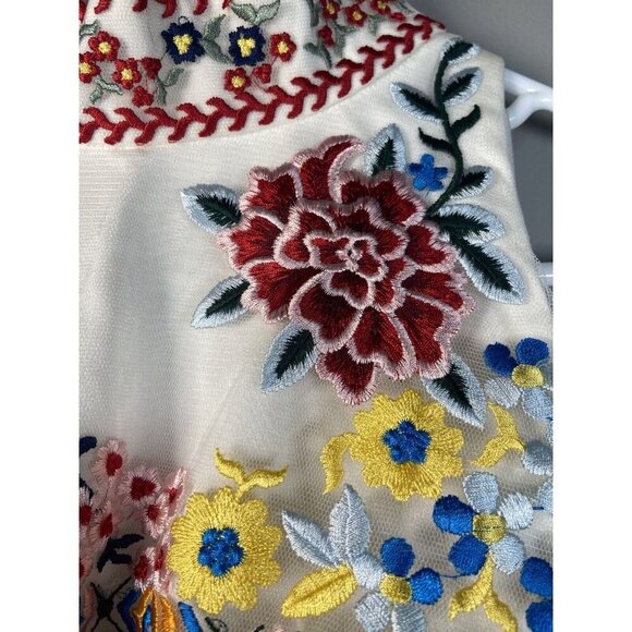 For You DRESS Size XXL White Blue EMBROIDERED 2 Piece Skirt Crop Top Pageant NWT - Picture 12 of 16